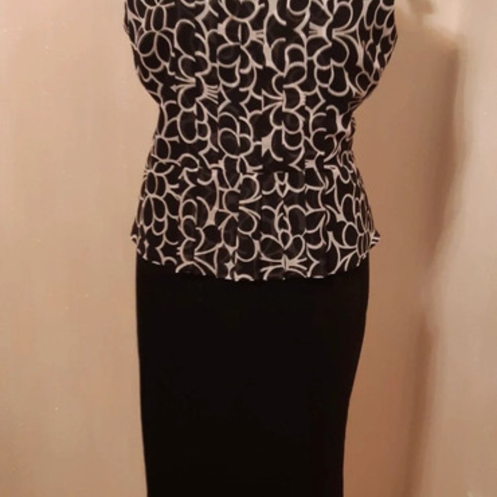 Collection Black/White Peplum Pencil Dress Size 18